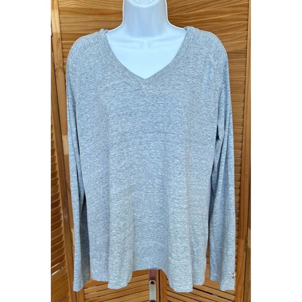 Under Armour Womens Semi Fitted Heatgear Long Sleeve V Neck Hoodie Shirt Size XL